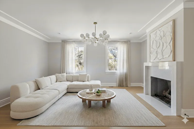 Living room with fireplace